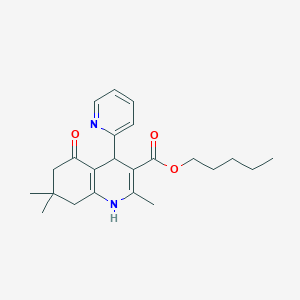 molecular formula C23H30N2O3 B401848 Pentyl 2,7,7-trimethyl-5-oxo-4-(2-pyridinyl)-1,4,5,6,7,8-hexahydro-3-quinolinecarboxylate 