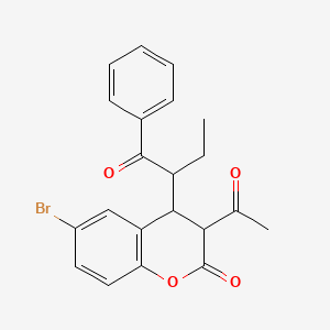 3-acetyl-4-(1-benzoylpropyl)-6-bromo-2-chromanone