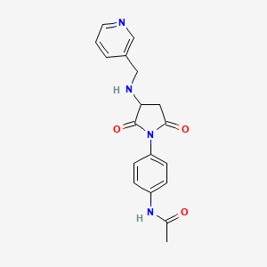 molecular formula C18H18N4O3 B4018507 N-(4-{2,5-dioxo-3-[(3-pyridinylmethyl)amino]-1-pyrrolidinyl}phenyl)acetamide 