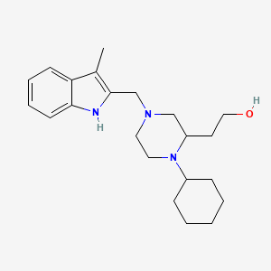 molecular formula C22H33N3O B4018527 2-{1-cyclohexyl-4-[(3-methyl-1H-indol-2-yl)methyl]-2-piperazinyl}ethanol 