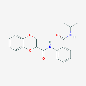 molecular formula C19H20N2O4 B4018531 N-{2-[(isopropylamino)carbonyl]phenyl}-2,3-dihydro-1,4-benzodioxine-2-carboxamide 