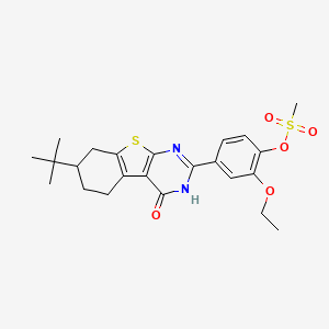 molecular formula C23H28N2O5S2 B4018545 4-(7-tert-butyl-4-oxo-3,4,5,6,7,8-hexahydro[1]benzothieno[2,3-d]pyrimidin-2-yl)-2-ethoxyphenyl methanesulfonate 