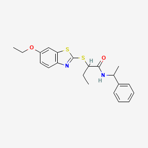 molecular formula C21H24N2O2S2 B4018560 2-[(6-ethoxy-1,3-benzothiazol-2-yl)thio]-N-(1-phenylethyl)butanamide 