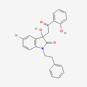 molecular formula C24H20BrNO4 B4018565 5-bromo-3-hydroxy-3-[2-(2-hydroxyphenyl)-2-oxoethyl]-1-(2-phenylethyl)-1,3-dihydro-2H-indol-2-one 