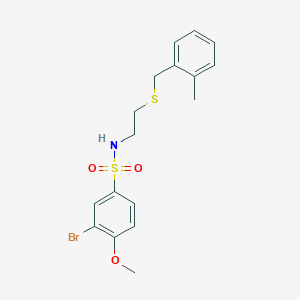 molecular formula C17H20BrNO3S2 B4018573 3-bromo-4-methoxy-N-{2-[(2-methylbenzyl)thio]ethyl}benzenesulfonamide 