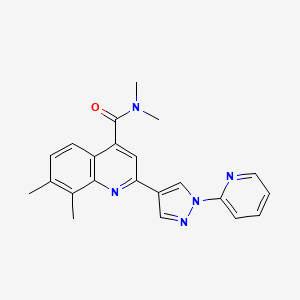 molecular formula C22H21N5O B4018588 N,N,7,8-tetramethyl-2-(1-pyridin-2-yl-1H-pyrazol-4-yl)quinoline-4-carboxamide 
