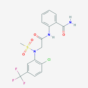 molecular formula C17H15ClF3N3O4S B4018593 2-{[N-[2-chloro-5-(trifluoromethyl)phenyl]-N-(methylsulfonyl)glycyl]amino}benzamide 