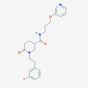 molecular formula C22H26FN3O3 B4018601 1-[2-(3-fluorophenyl)ethyl]-6-oxo-N-[3-(3-pyridinyloxy)propyl]-3-piperidinecarboxamide 
