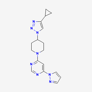 molecular formula C17H20N8 B4018621 4-[4-(4-cyclopropyl-1H-1,2,3-triazol-1-yl)piperidin-1-yl]-6-(1H-pyrazol-1-yl)pyrimidine 