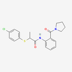 molecular formula C20H21ClN2O2S B4018623 2-[(4-chlorophenyl)thio]-N-[2-(1-pyrrolidinylcarbonyl)phenyl]propanamide 