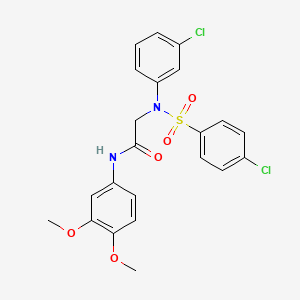molecular formula C22H20Cl2N2O5S B4018629 N~2~-(3-chlorophenyl)-N~2~-[(4-chlorophenyl)sulfonyl]-N~1~-(3,4-dimethoxyphenyl)glycinamide 