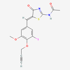 molecular formula C16H13IN2O4S B4018637 N-{5-[3-iodo-5-methoxy-4-(2-propyn-1-yloxy)benzylidene]-4-oxo-4,5-dihydro-1,3-thiazol-2-yl}acetamide 