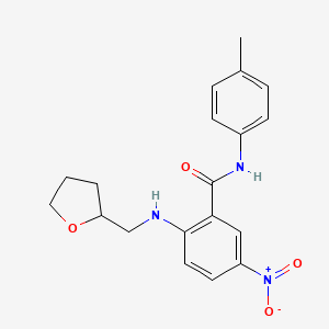 molecular formula C19H21N3O4 B4018646 N-(4-methylphenyl)-5-nitro-2-[(tetrahydro-2-furanylmethyl)amino]benzamide 