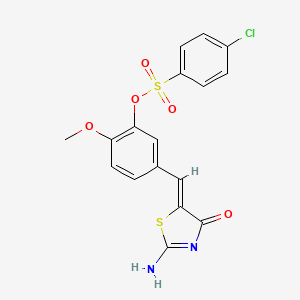molecular formula C17H13ClN2O5S2 B4018665 5-[(2-imino-4-oxo-1,3-thiazolidin-5-ylidene)methyl]-2-methoxyphenyl 4-chlorobenzenesulfonate 