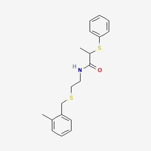 molecular formula C19H23NOS2 B4018676 N-{2-[(2-甲基苄基)硫代]乙基}-2-(苯硫代)丙酰胺 