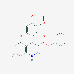 molecular formula C26H33NO5 B401868 Cyclohexyl 4-(4-hydroxy-3-methoxyphenyl)-2,7,7-trimethyl-5-oxo-1,4,5,6,7,8-hexahydro-3-quinolinecarboxylate 