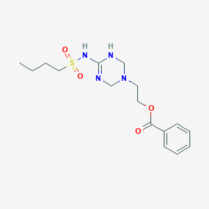molecular formula C16H24N4O4S B4018695 2-{4-[(butylsulfonyl)imino]-1,3,5-triazinan-1-yl}ethyl benzoate 