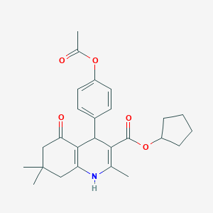molecular formula C26H31NO5 B401872 Cyclopentyl 4-[4-(acetyloxy)phenyl]-2,7,7-trimethyl-5-oxo-1,4,5,6,7,8-hexahydroquinoline-3-carboxylate 