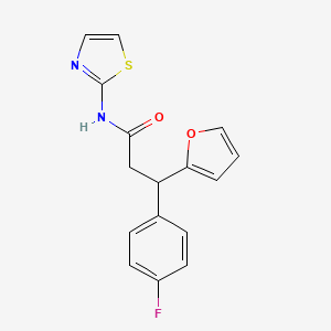 molecular formula C16H13FN2O2S B4018724 3-(4-氟苯基)-3-(2-呋喃基)-N-1,3-噻唑-2-基丙酰胺 