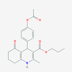 molecular formula C22H25NO5 B401876 Propyl 4-[4-(acetyloxy)phenyl]-2-methyl-5-oxo-1,4,5,6,7,8-hexahydroquinoline-3-carboxylate 