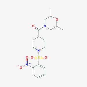 molecular formula C18H25N3O6S B4018780 2,6-dimethyl-4-({1-[(2-nitrophenyl)sulfonyl]-4-piperidinyl}carbonyl)morpholine 