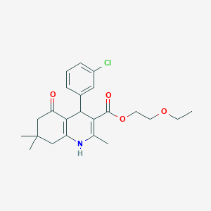 molecular formula C23H28ClNO4 B401880 2-(Ethyloxy)ethyl 4-(3-chlorophenyl)-2,7,7-trimethyl-5-oxo-1,4,5,6,7,8-hexahydroquinoline-3-carboxylate 