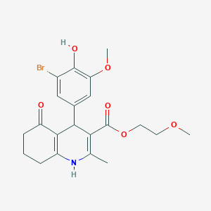 2-Methoxyethyl 4-(3-bromo-4-hydroxy-5-methoxyphenyl)-2-methyl-5-oxo-1,4,5,6,7,8-hexahydroquinoline-3-carboxylate