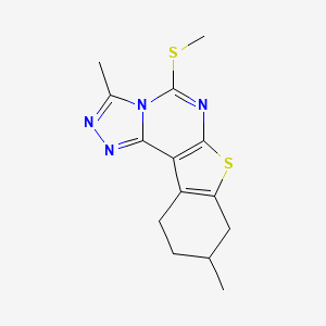 molecular formula C14H16N4S2 B4018813 3,9-dimethyl-5-(methylthio)-8,9,10,11-tetrahydro[1]benzothieno[3,2-e][1,2,4]triazolo[4,3-c]pyrimidine 