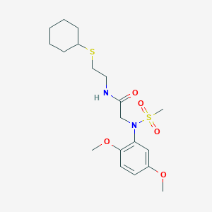 molecular formula C19H30N2O5S2 B4018816 N~1~-[2-(cyclohexylthio)ethyl]-N~2~-(2,5-dimethoxyphenyl)-N~2~-(methylsulfonyl)glycinamide 