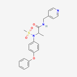 molecular formula C22H23N3O4S B4018819 N~2~-(甲磺酰基)-N~2~-(4-苯氧基苯基)-N~1~-(4-吡啶基甲基)丙氨酰胺 
