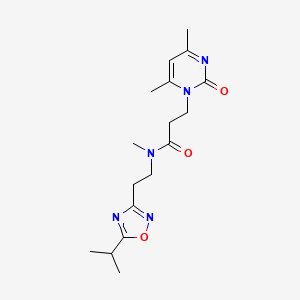 molecular formula C17H25N5O3 B4018851 3-(4,6-dimethyl-2-oxopyrimidin-1(2H)-yl)-N-[2-(5-isopropyl-1,2,4-oxadiazol-3-yl)ethyl]-N-methylpropanamide 