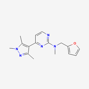 molecular formula C16H19N5O B4018856 N-(2-furylmethyl)-N-methyl-4-(1,3,5-trimethyl-1H-pyrazol-4-yl)pyrimidin-2-amine 