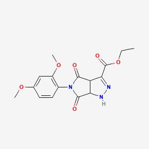 ethyl 5-(2,4-dimethoxyphenyl)-4,6-dioxo-1,3a,4,5,6,6a-hexahydropyrrolo[3,4-c]pyrazole-3-carboxylate