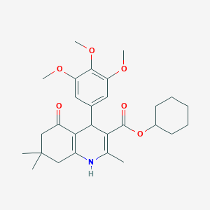 molecular formula C28H37NO6 B401887 Cyclohexyl 2,7,7-trimethyl-5-oxo-4-(3,4,5-trimethoxyphenyl)-1,4,5,6,7,8-hexahydroquinoline-3-carboxylate 