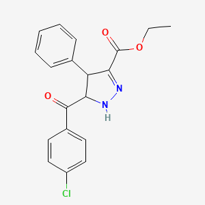 molecular formula C19H17ClN2O3 B4018870 ethyl 5-(4-chlorobenzoyl)-4-phenyl-4,5-dihydro-1H-pyrazole-3-carboxylate 