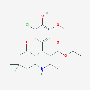 molecular formula C23H28ClNO5 B401888 1-Methylethyl 4-[3-chloro-4-hydroxy-5-(methyloxy)phenyl]-2,7,7-trimethyl-5-oxo-1,4,5,6,7,8-hexahydroquinoline-3-carboxylate 