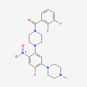 molecular formula C22H24F3N5O3 B4018889 1-(2,3-difluorobenzoyl)-4-[4-fluoro-5-(4-methyl-1-piperazinyl)-2-nitrophenyl]piperazine 