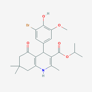 molecular formula C23H28BrNO5 B401889 Propan-2-yl 4-(3-bromo-4-hydroxy-5-methoxyphenyl)-2,7,7-trimethyl-5-oxo-1,4,5,6,7,8-hexahydroquinoline-3-carboxylate 