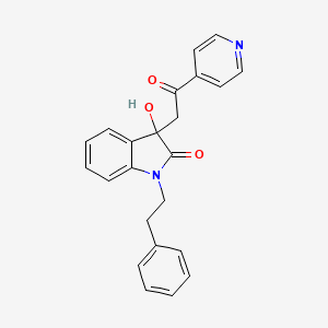 3-hydroxy-3-[2-oxo-2-(4-pyridinyl)ethyl]-1-(2-phenylethyl)-1,3-dihydro-2H-indol-2-one