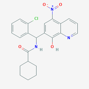 molecular formula C23H22ClN3O4 B4018969 N-[(2-chlorophenyl)(8-hydroxy-5-nitro-7-quinolinyl)methyl]cyclohexanecarboxamide 