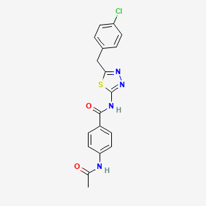 molecular formula C18H15ClN4O2S B4018982 4-(acetylamino)-N-[5-(4-chlorobenzyl)-1,3,4-thiadiazol-2-yl]benzamide 