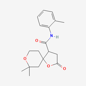 molecular formula C18H23NO4 B4018999 7,7-dimethyl-N-(2-methylphenyl)-2-oxo-1,8-dioxaspiro[4.5]decane-4-carboxamide 