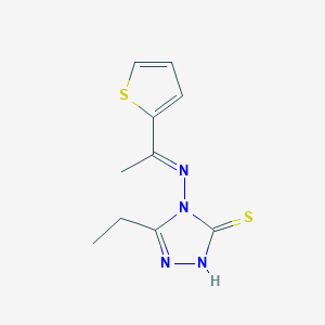 molecular formula C10H12N4S2 B4019011 5-乙基-4-{[1-(2-噻吩基)乙叉基]氨基}-4H-1,2,4-三唑-3-硫醇 
