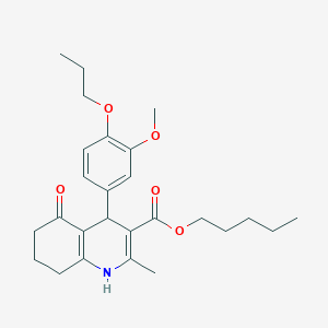 Pentyl 4-(3-methoxy-4-propoxyphenyl)-2-methyl-5-oxo-1,4,5,6,7,8-hexahydro-3-quinolinecarboxylate