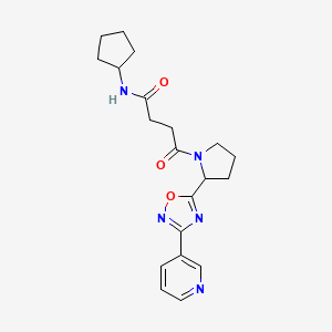 molecular formula C20H25N5O3 B4019062 N-cyclopentyl-4-oxo-4-[2-(3-pyridin-3-yl-1,2,4-oxadiazol-5-yl)pyrrolidin-1-yl]butanamide 