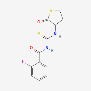 molecular formula C12H11FN2O2S2 B4019101 2-fluoro-N-{[(2-oxotetrahydro-3-thienyl)amino]carbonothioyl}benzamide 