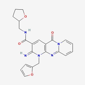 molecular formula C22H21N5O4 B4019106 1-(2-furylmethyl)-2-imino-5-oxo-N-(tetrahydro-2-furanylmethyl)-1,5-dihydro-2H-dipyrido[1,2-a:2',3'-d]pyrimidine-3-carboxamide 