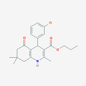 molecular formula C22H26BrNO3 B401912 Propyl 4-(3-bromophenyl)-2,7,7-trimethyl-5-oxo-1,4,5,6,7,8-hexahydroquinoline-3-carboxylate 