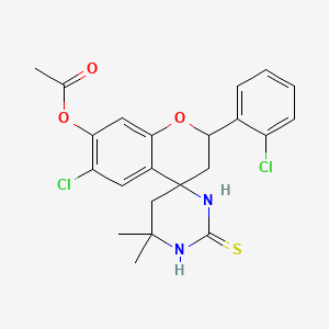 molecular formula C22H22Cl2N2O3S B4019159 6-chloro-2-(2-chlorophenyl)-6',6'-dimethyl-2'-thioxo-2,2',3,3',5',6'-hexahydro-1'H-spiro[chromene-4,4'-pyrimidin]-7-yl acetate 