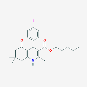 molecular formula C24H30INO3 B401916 Pentyl 4-(4-iodophenyl)-2,7,7-trimethyl-5-oxo-1,4,5,6,7,8-hexahydroquinoline-3-carboxylate 
